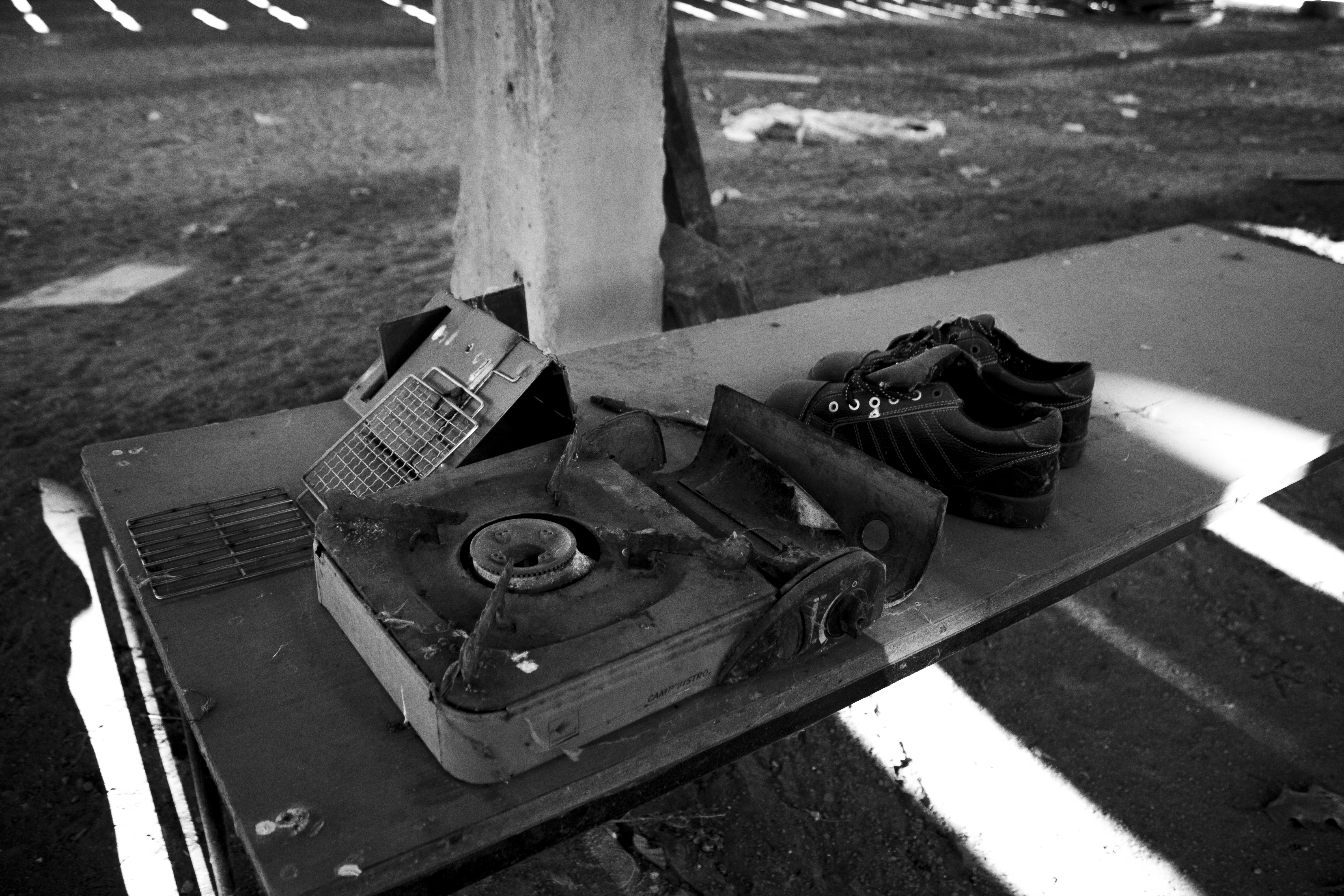 Discarded machinery and earthenware fragments